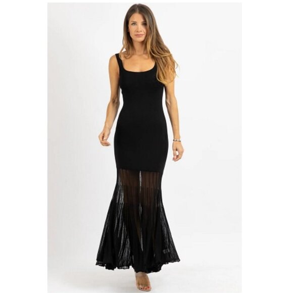 Lalavon Black knit sheer bottom maxi Dress NWOT, Size M Maxi Lalavon Black knit sheer bottom maxi Dress NWOT, Size M Maxi